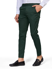 Flexi Waist Green Formal Pants for Men