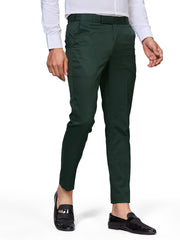 Flexi Waist Green Formal Pants for Men