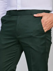 Flexi Waist Green Formal Pants for Men