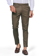 Flexi Waist Brown Formal Pants for Men