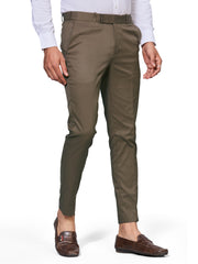 Flexi Waist Brown Formal Pants for Men