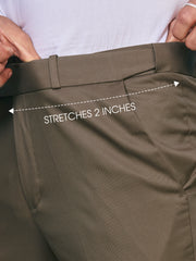 Flexi Waist Brown Formal Pants for Men