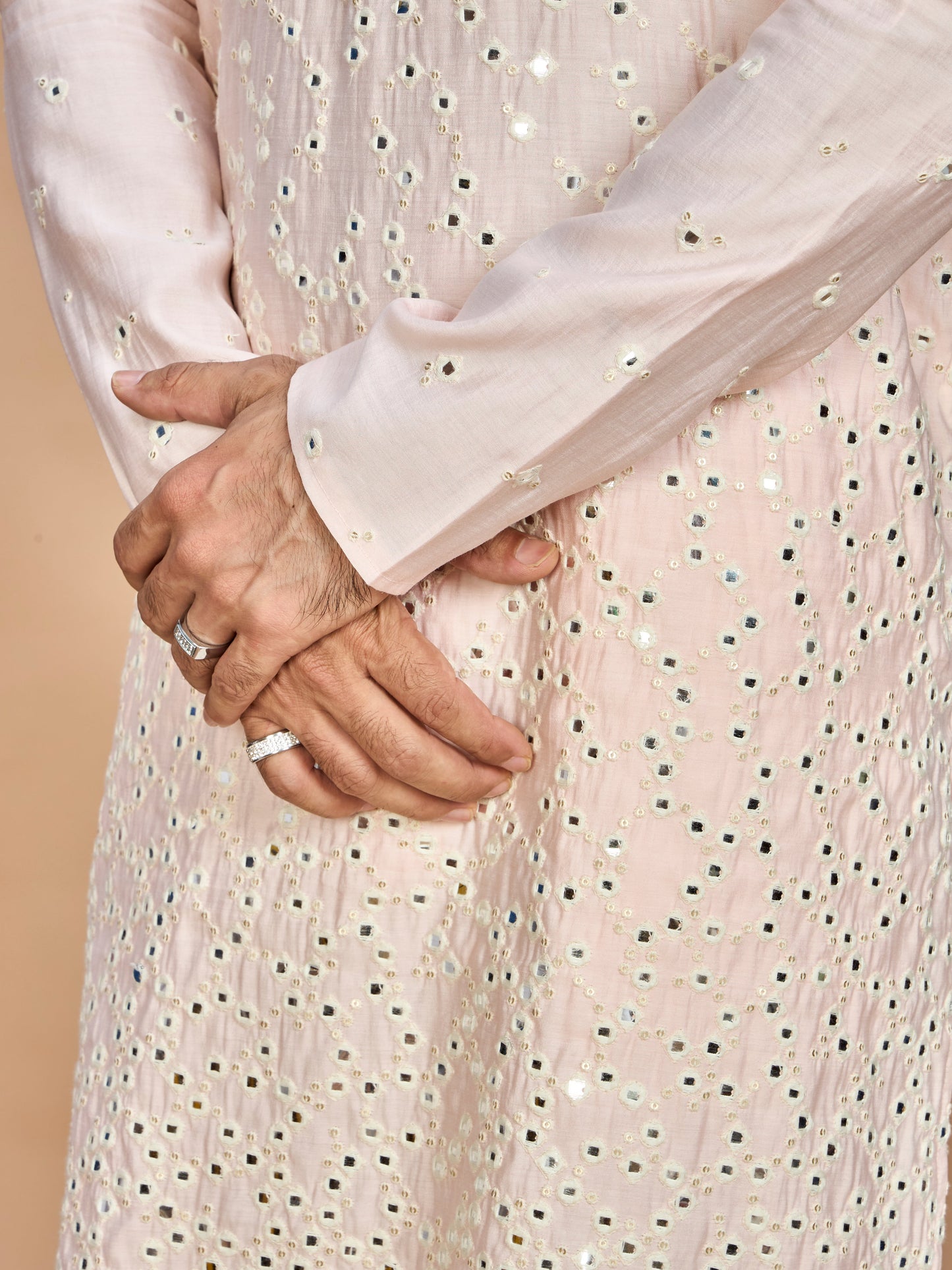 Pink Kurta with Dupatta and Bottom for Men