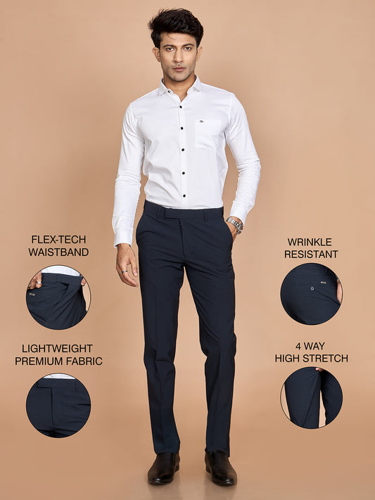 Micro Dobby 4 Way Pant-Navy Blue