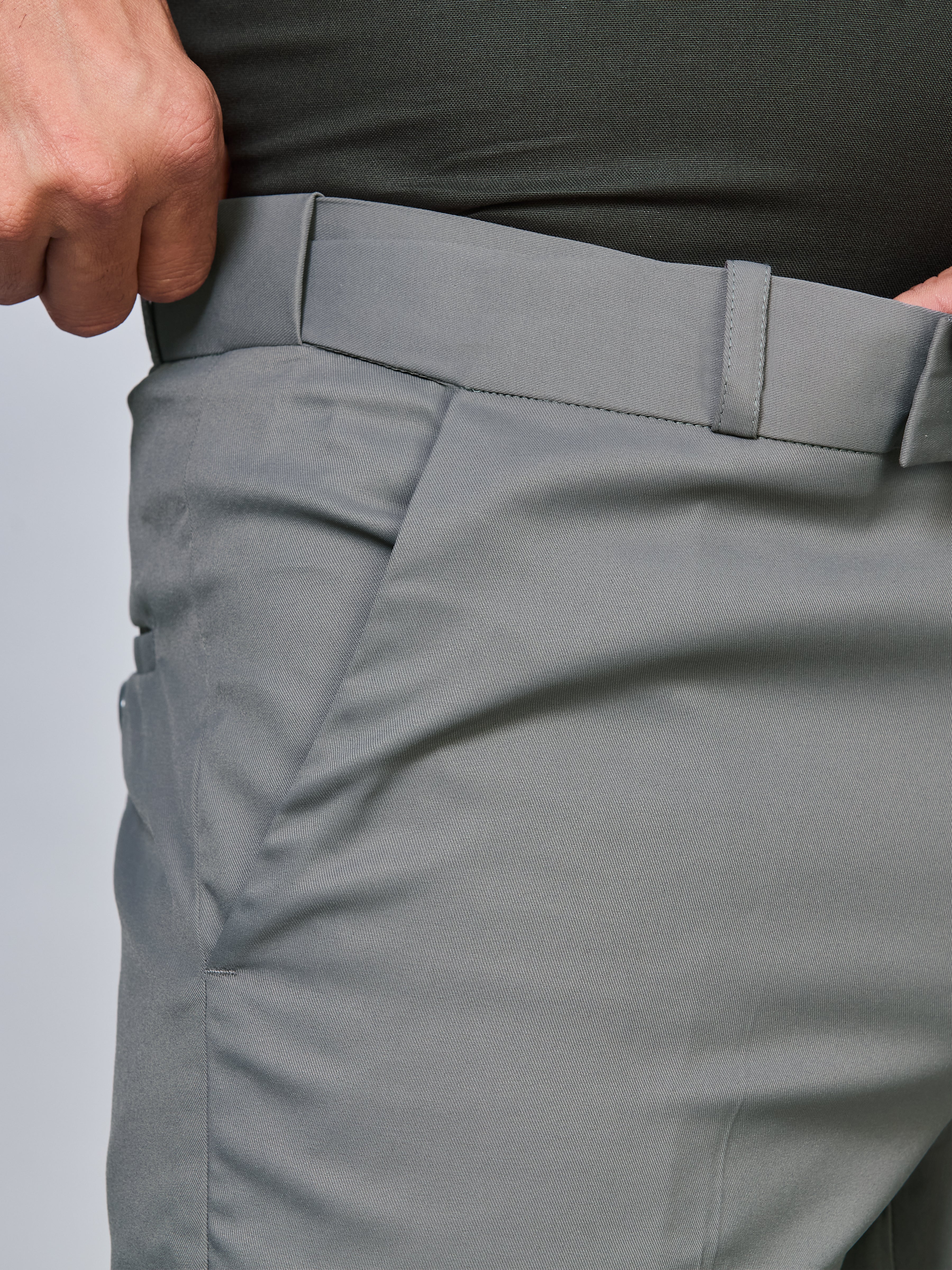 Flexi Waist Grey Formal Pants for Men