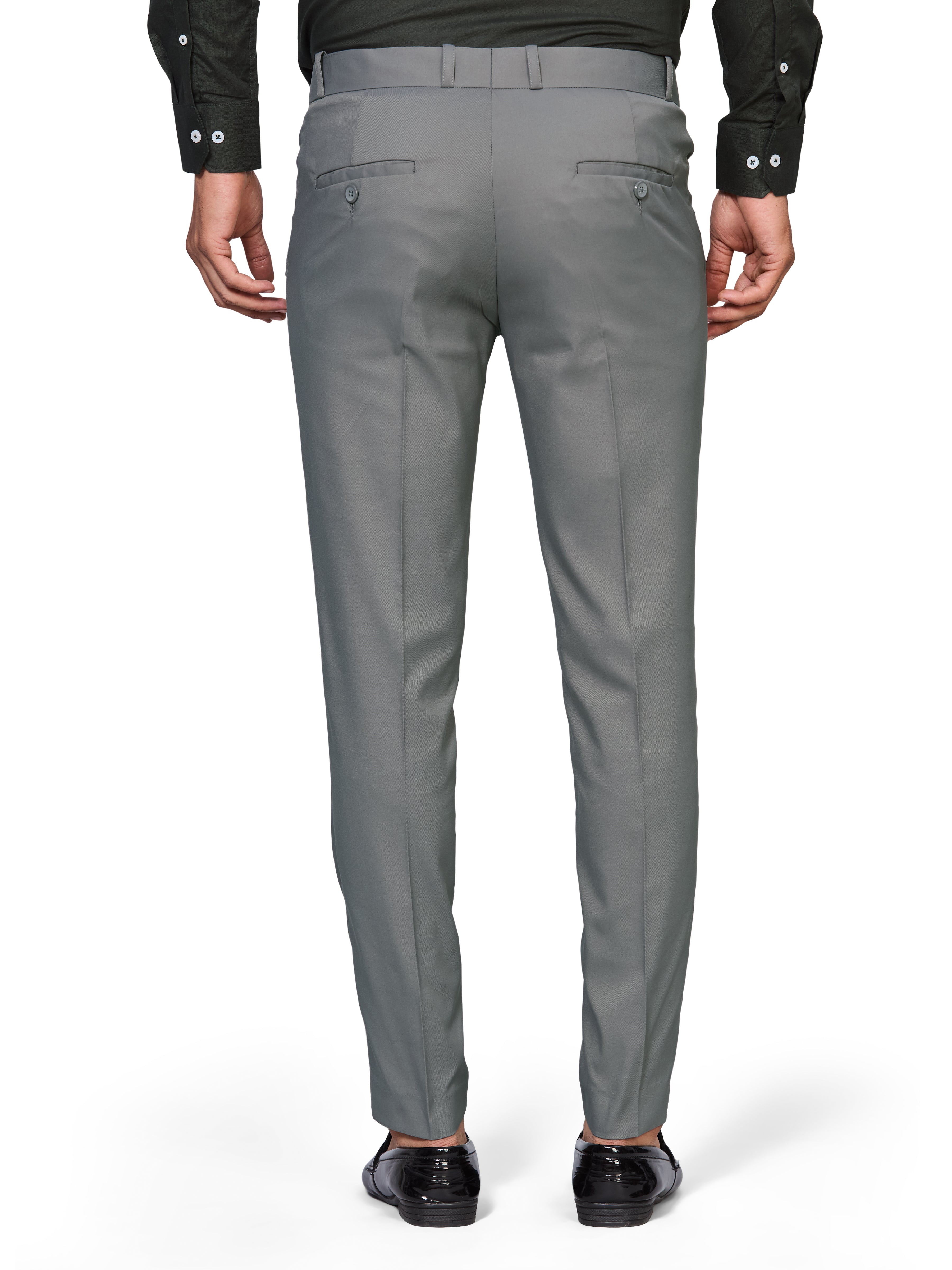 Flexi Waist Grey Formal Pants for Men
