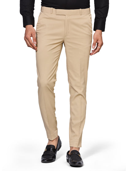Flexi Waist Cream Formal Pants for Men