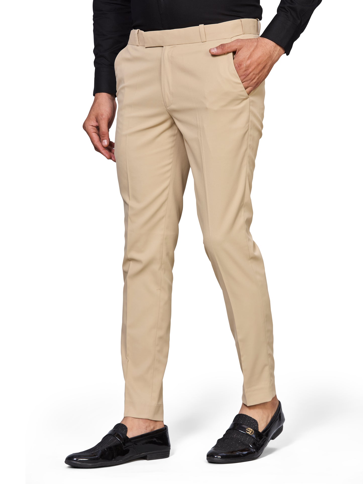 Flexi Waist Cream Formal Pants for Men