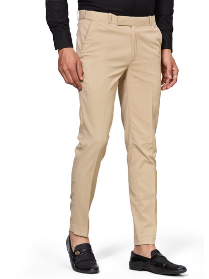 Flexi Waist Cream Formal Pants for Men