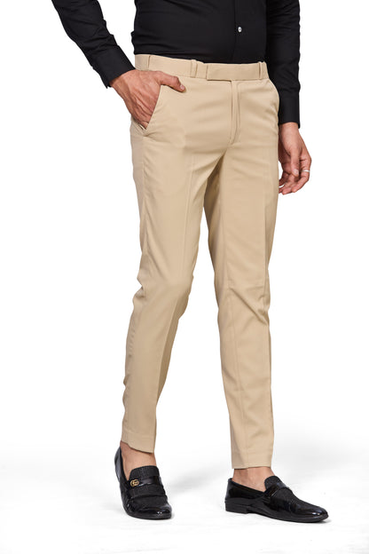 Flexi Waist Cream Formal Pants for Men