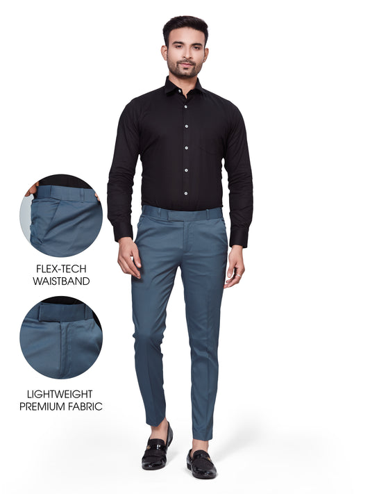 Flexi Waist Dark Blue Formal Pants for Men
