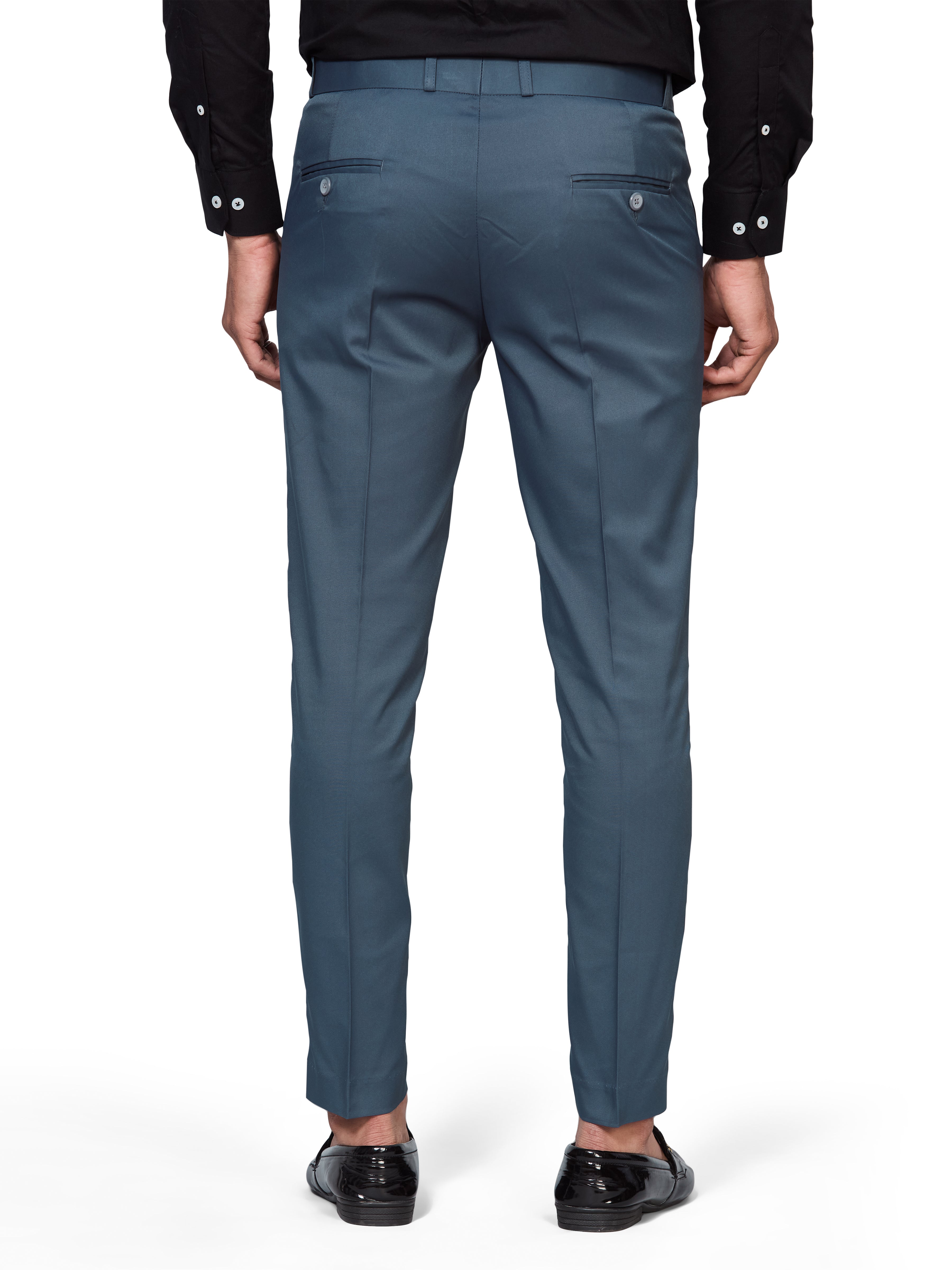 Flexi Waist Dark Blue Formal Pants for Men