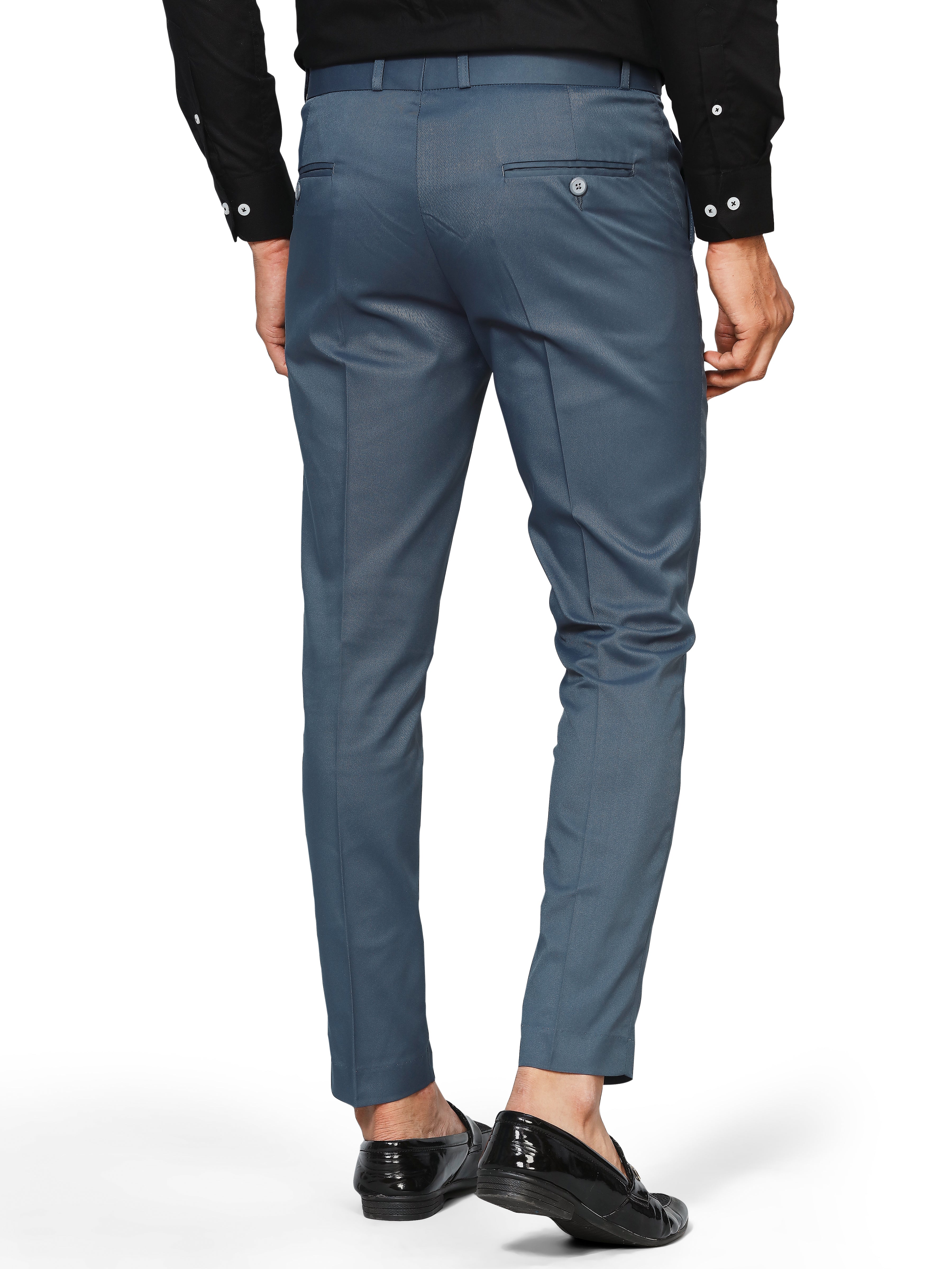 Flexi Waist Dark Blue Formal Pants for Men