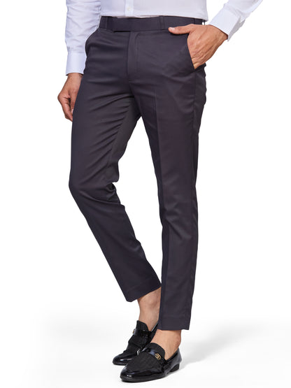 Flexi Waist Dark Grey Formal Pants for Men