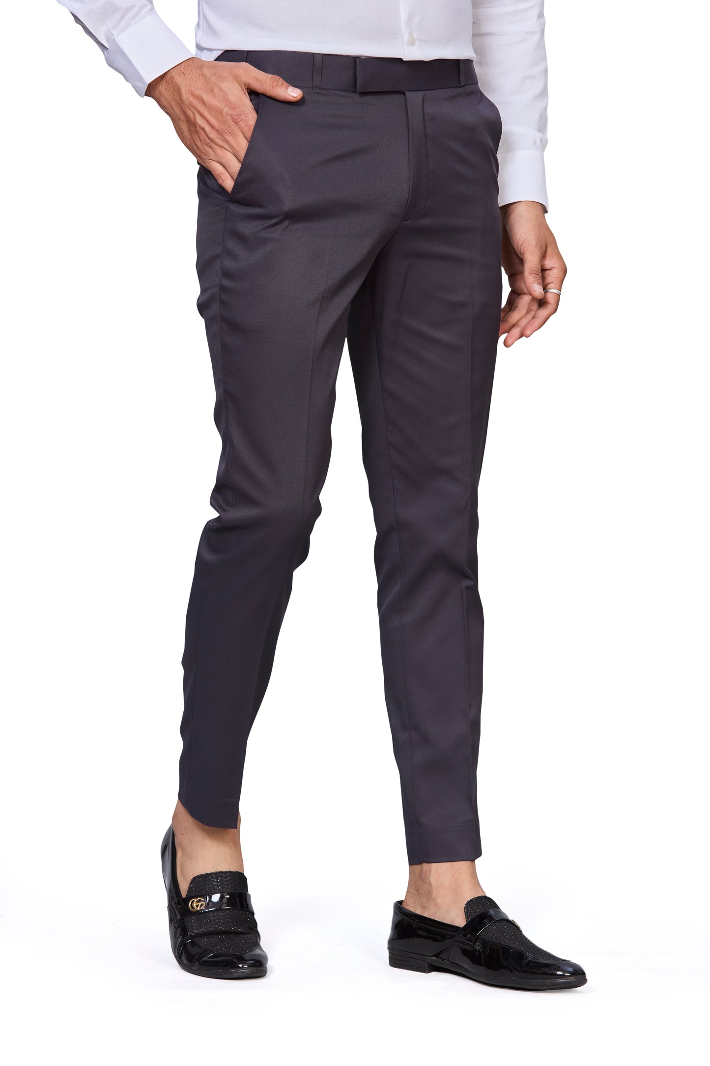 Flexi Waist Dark Grey Formal Pants for Men