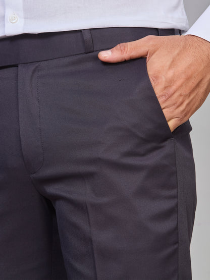 Flexi Waist Dark Grey Formal Pants for Men