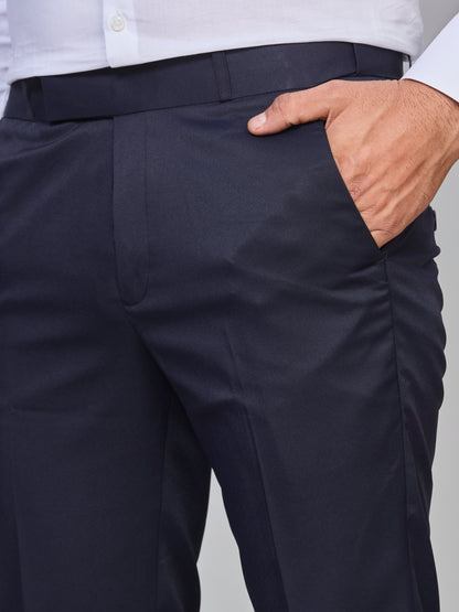 Flexi Waist Navy Blue Formal Pants for Men