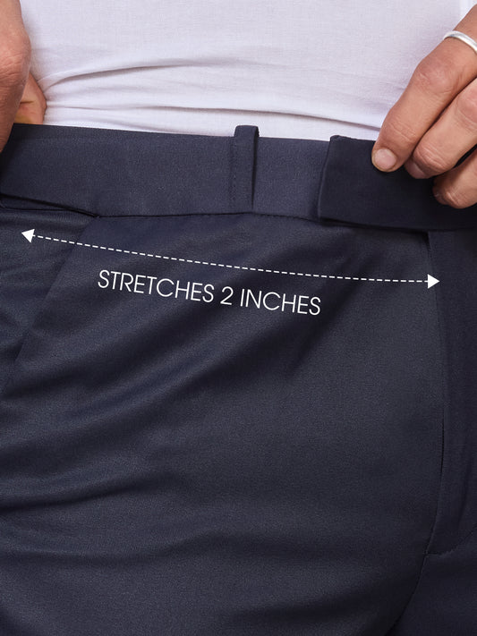 Flexi Waist Navy Blue Formal Pants for Men