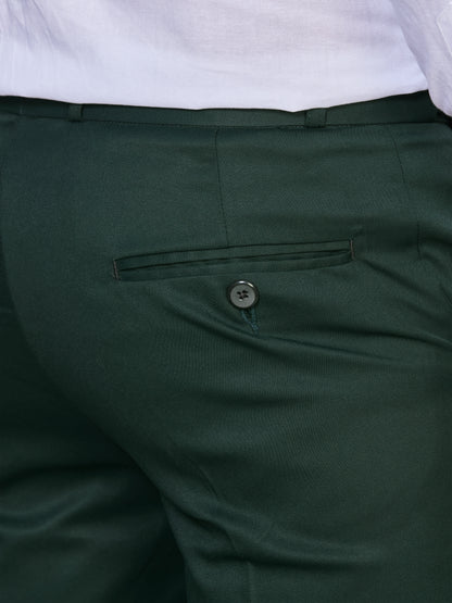 Flexi Waist Green Formal Pants for Men