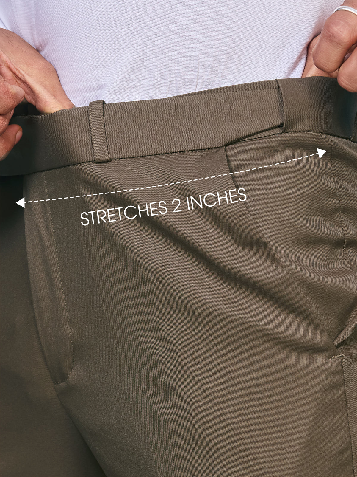 Flexi Waist Brown Formal Pants for Men