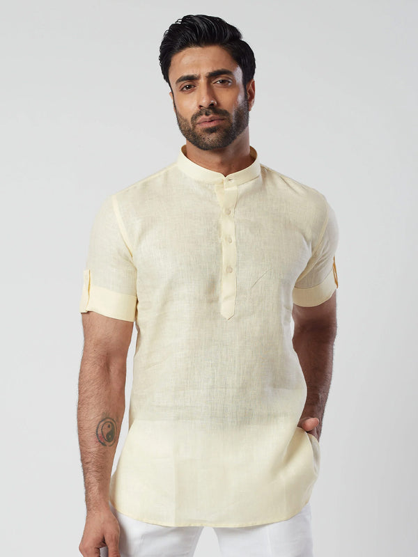 Scotch Yellow Half Sleeve Short Kurta