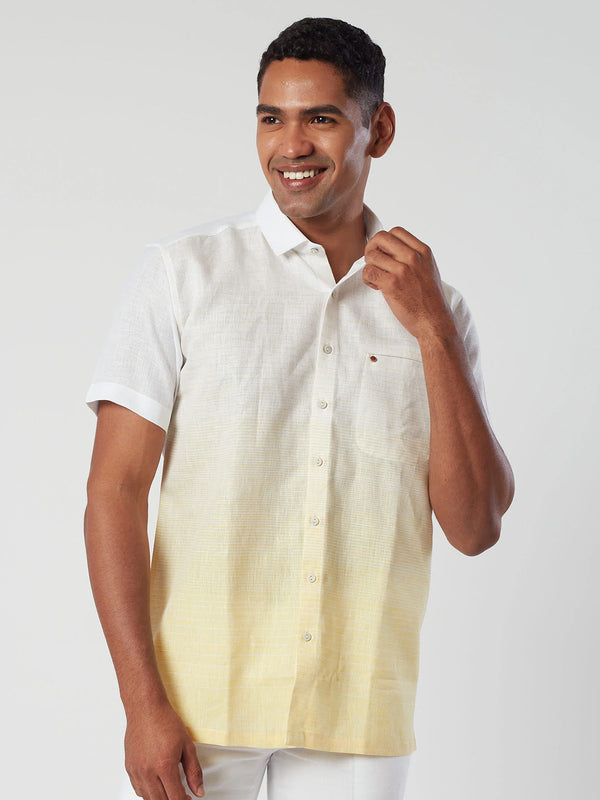 Ombre Yellow and White Half Sleeve Shirt