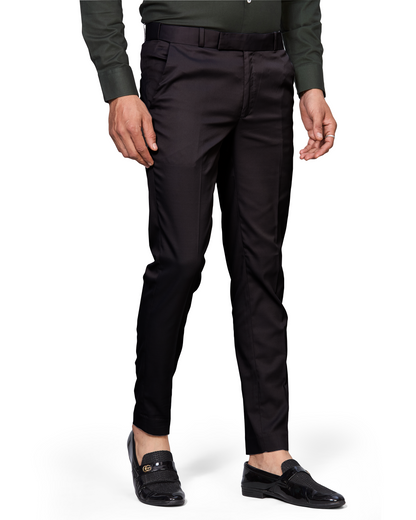 Flexi Waist Black Formal Pants for Men