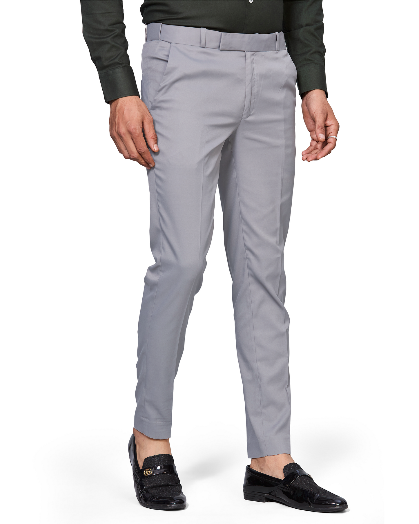 Flexi Waist Light Grey Formal Pants for Men
