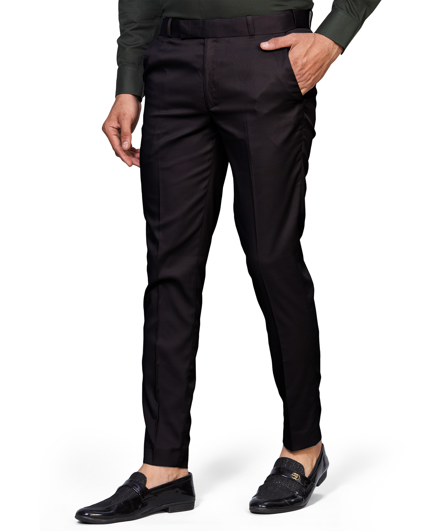 Flexi Waist Black Formal Pants for Men