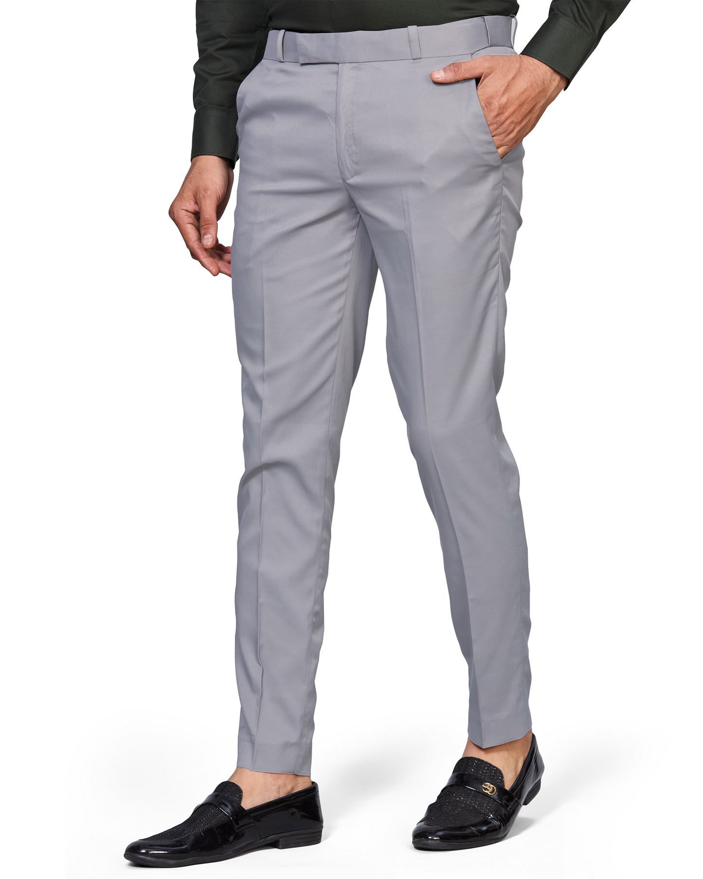 Flexi Waist Light Grey Formal Pants for Men