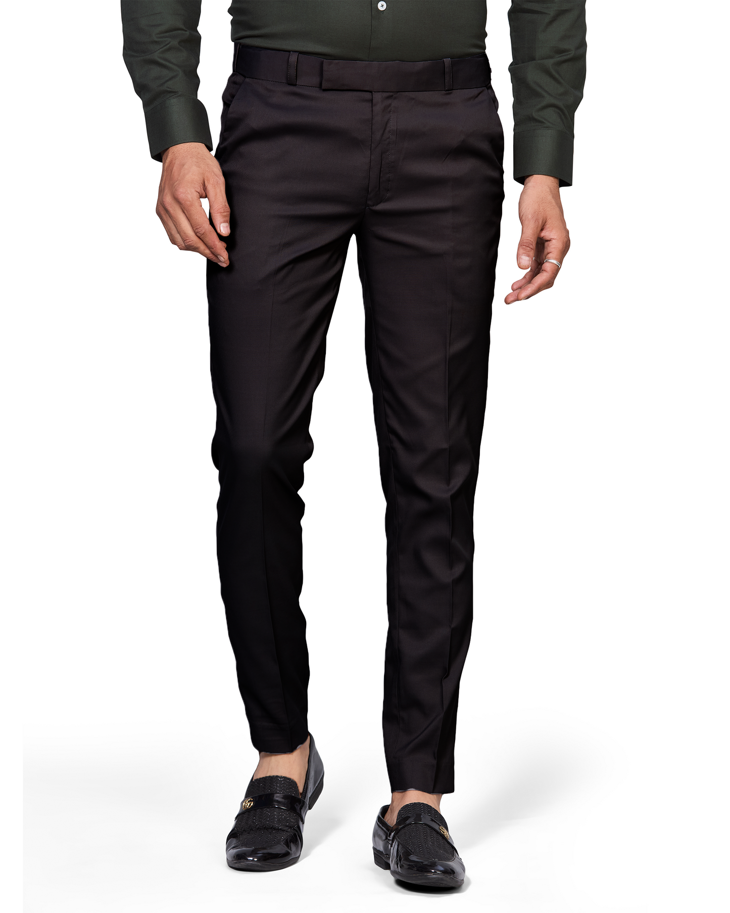 Flexi Waist Black Formal Pants for Men