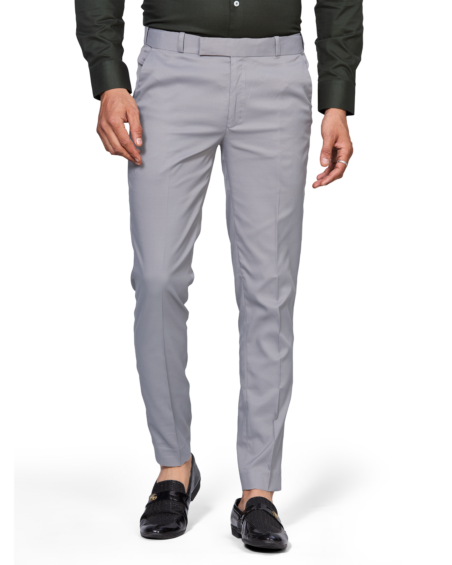 Flexi Waist Light Grey Formal Pants for Men