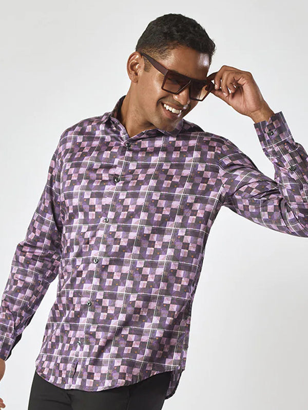 Mens Party Wear Shirt in Purple Hue