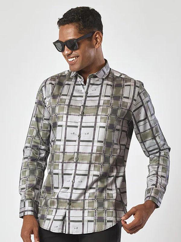 Grey Checks Full Sleeve Shirt