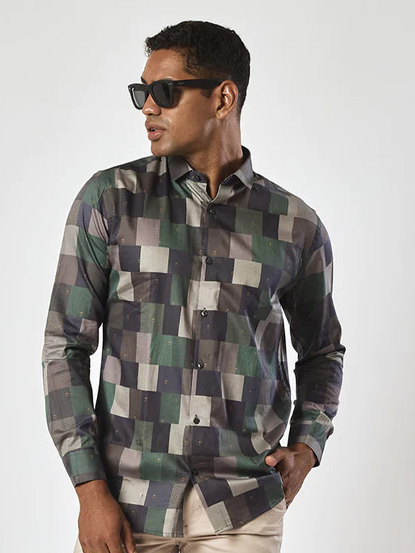 Solid Colour Printed Full Sleeve Shirt