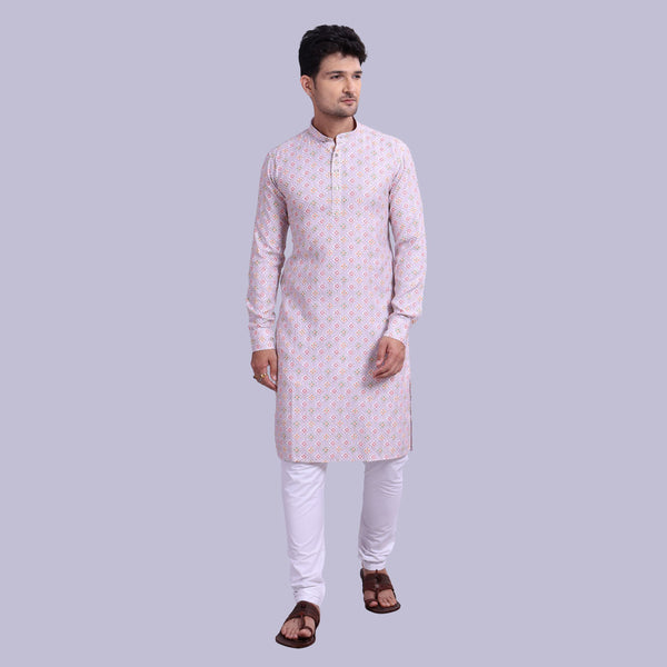 Light Pink Printed Long Kurta