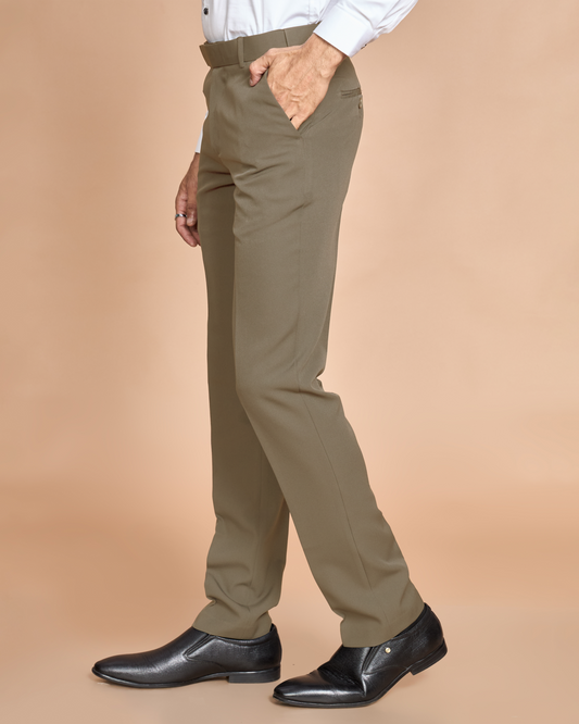 Flexi Waist cream Formal Pants for Men