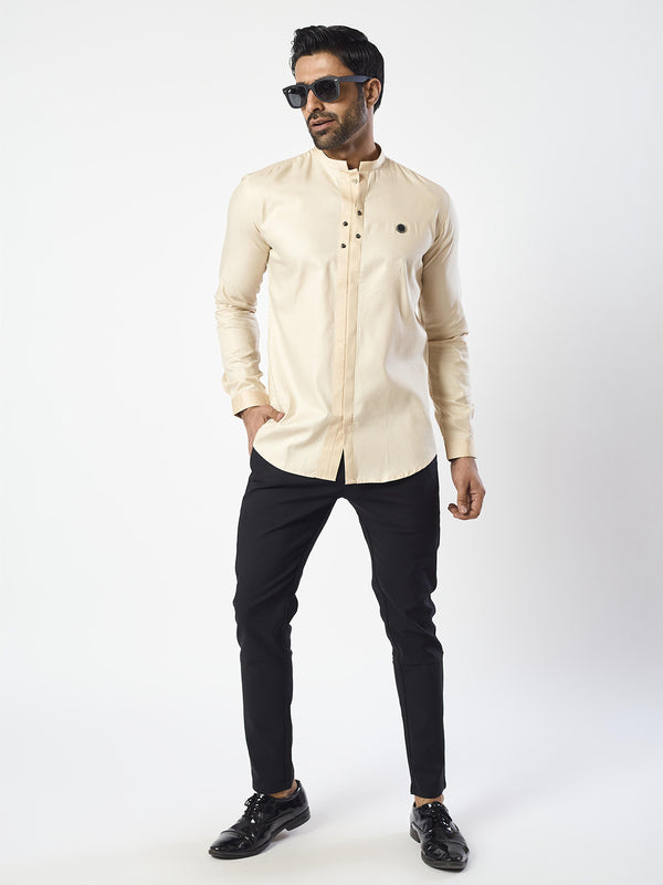 Coveted Cream Patterned Full Sleeve Shirt