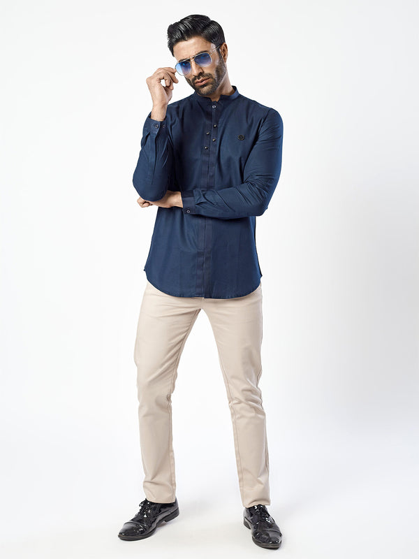 Classic Navy Patterned Seldom Part Shirt