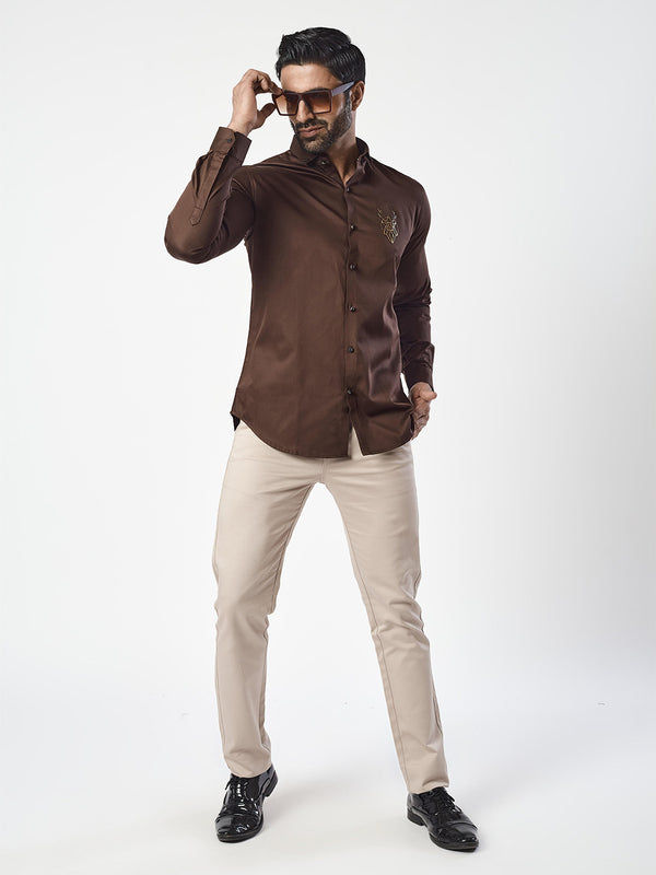 Rustic Brown Hued Sleek Plain Shirt