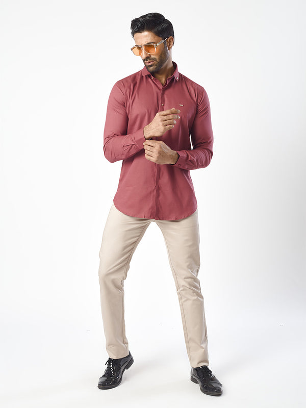 Shiny Plain Rust Colour Party Wear Shirt