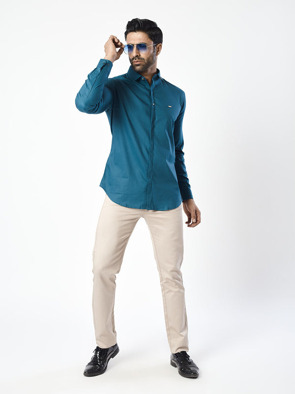 Unique Teal Blue Party Wear Shirt for Men