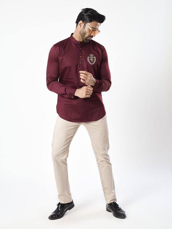 Sweet Maroonish Short Kurta for Men