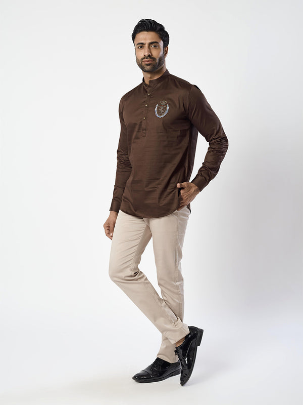 Dark Brown Hued Plain Shirt