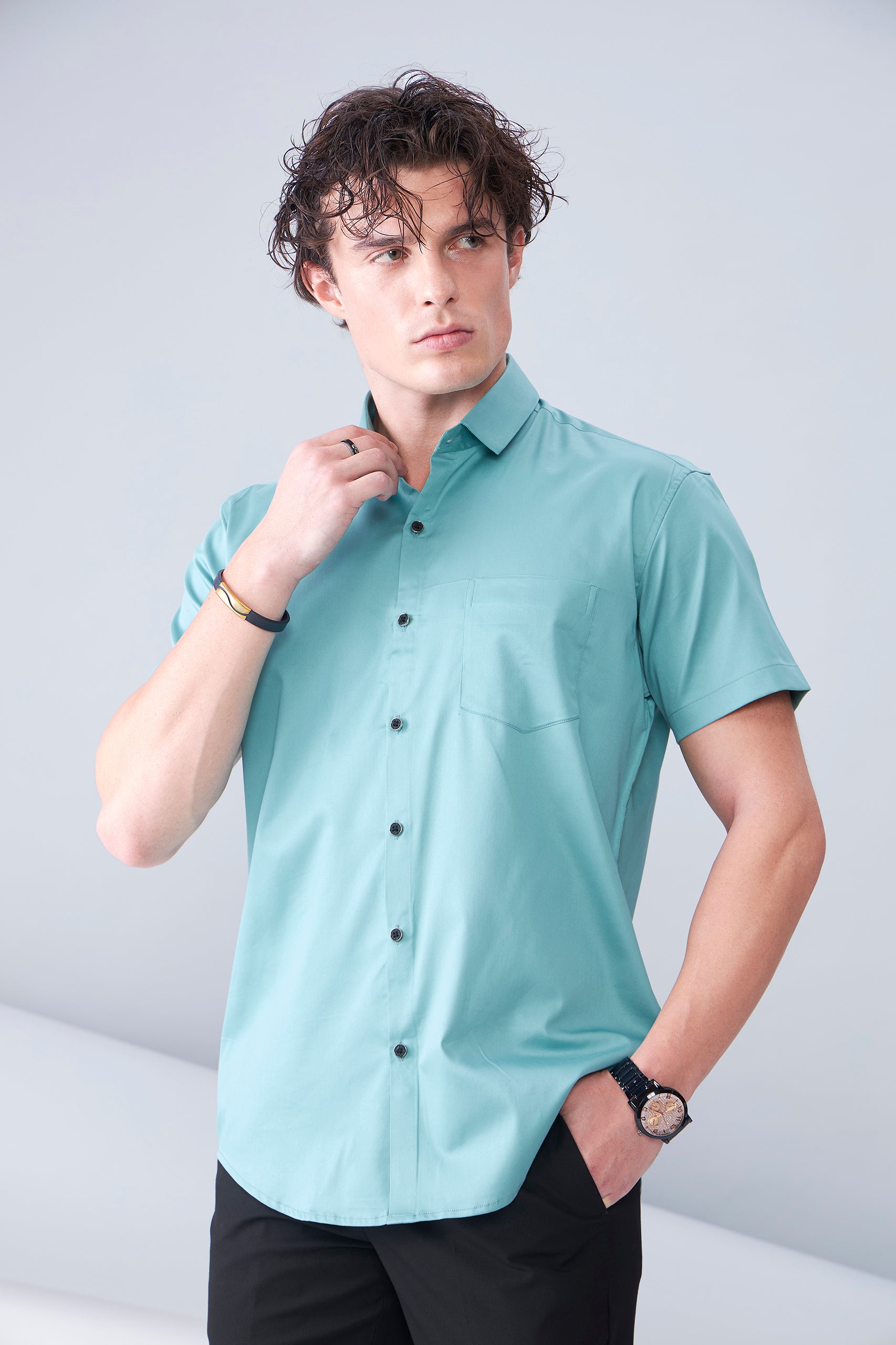 ITALIAN  SATIN- BLUE (HALF SLEEVE)
