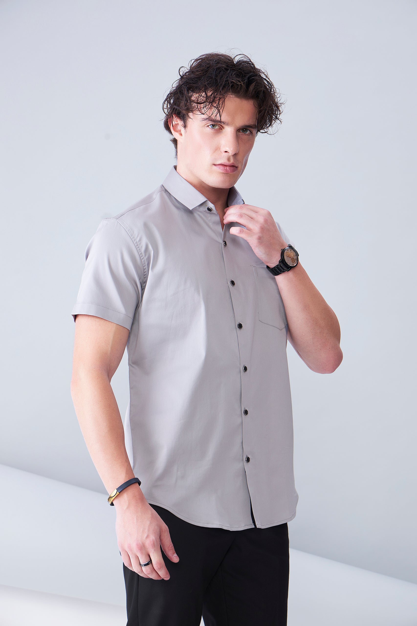 ITALIAN SATIN- GREY (HALF SLEEVE)