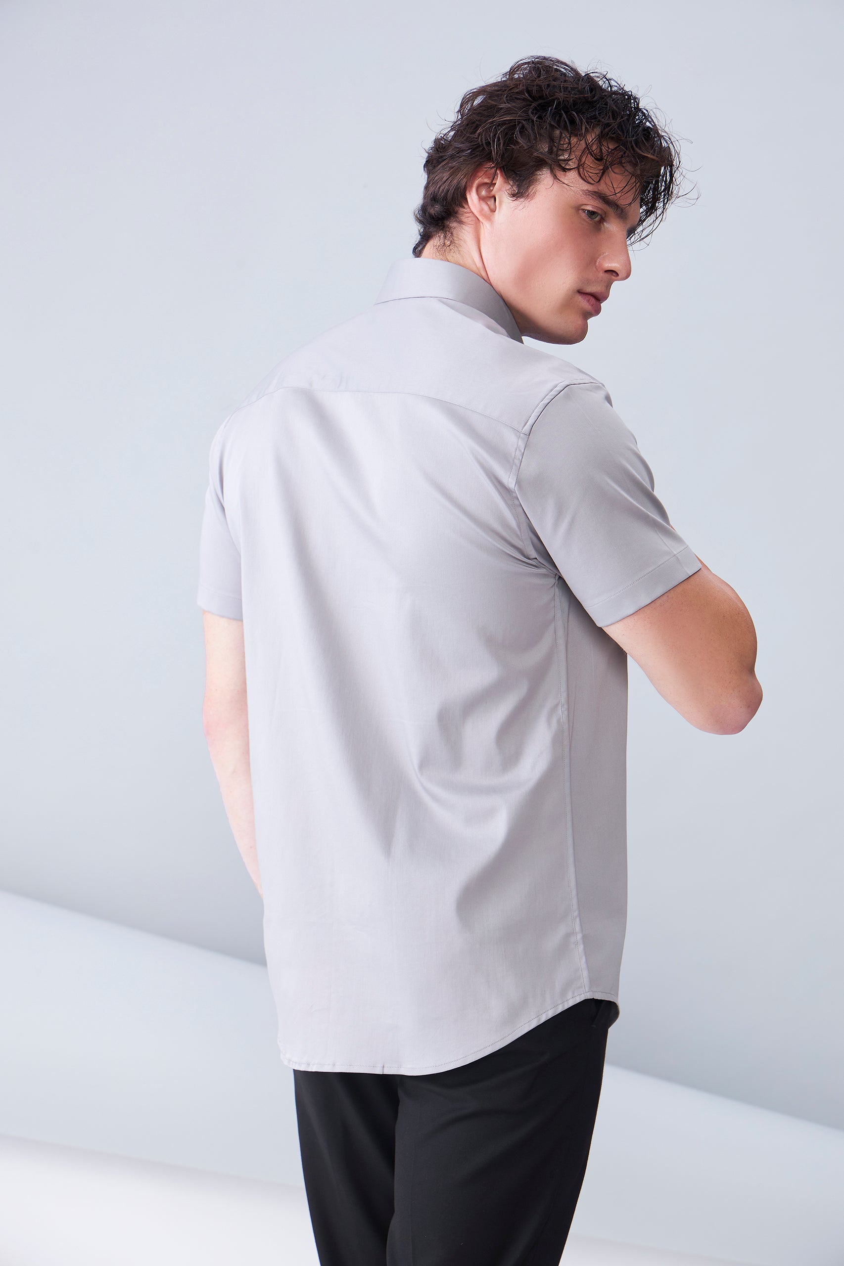 ITALIAN SATIN- GREY (HALF SLEEVE)