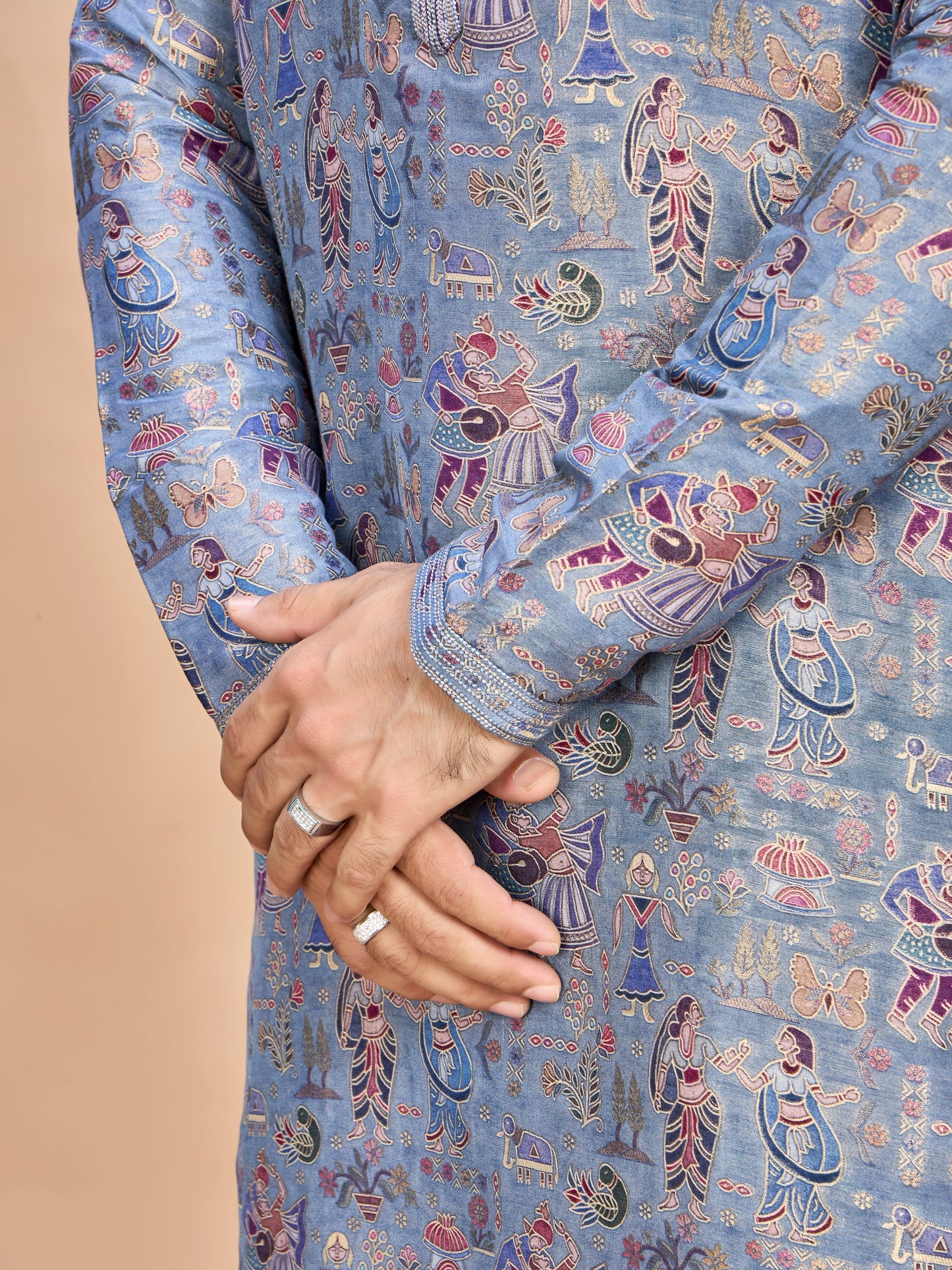 Blue Silk Kurta Set for Men