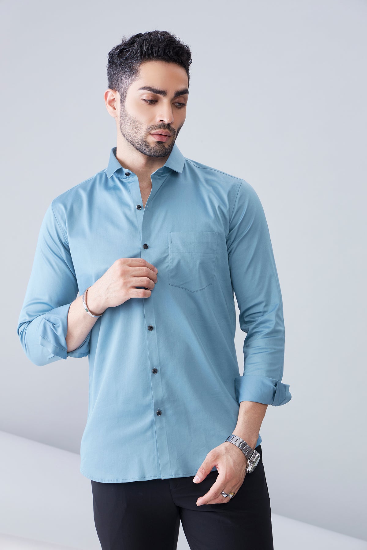 ITALIAN SATIN- DARK BLUE (FULL SLEEVE)