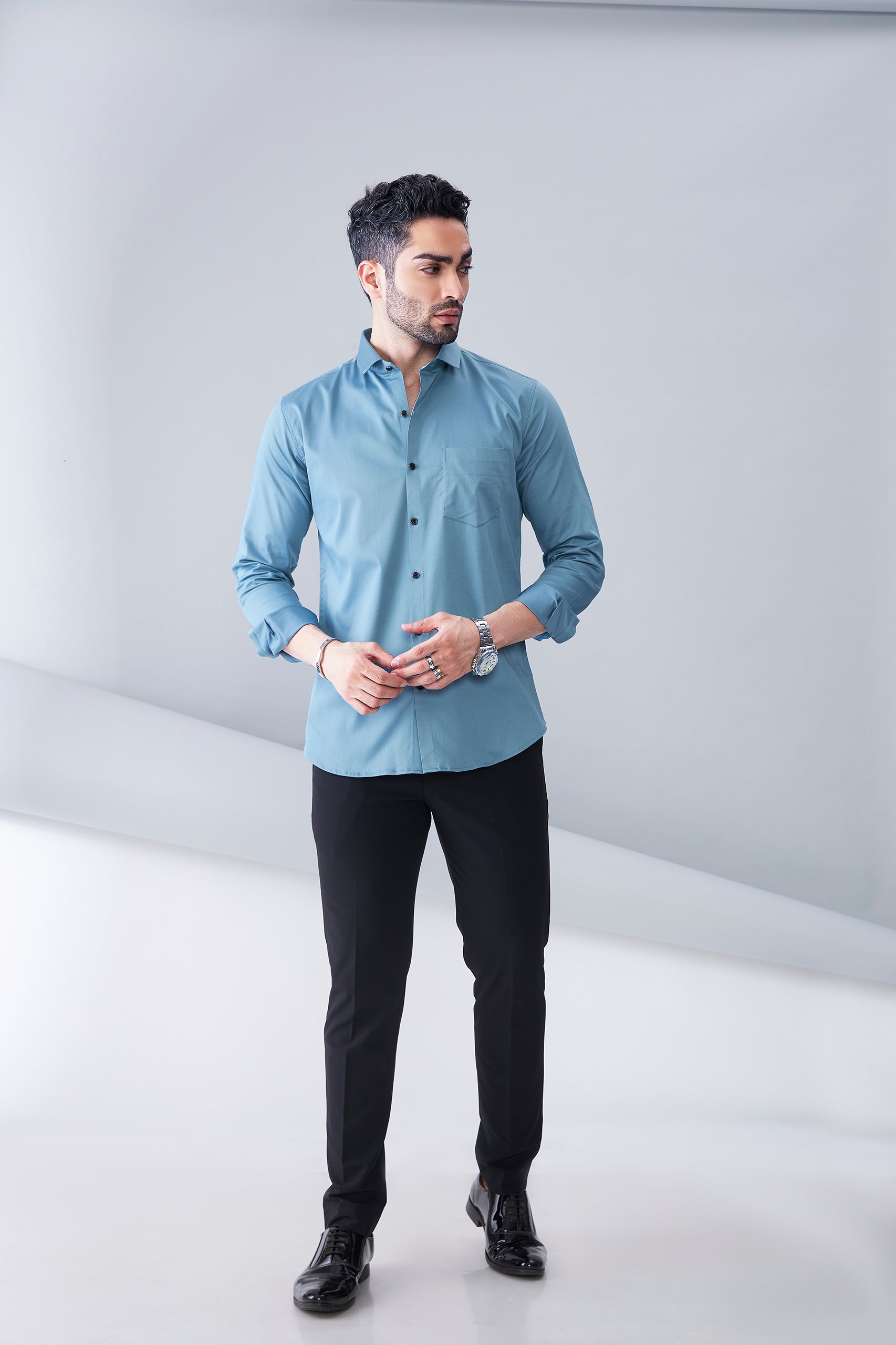 ITALIAN SATIN- DARK BLUE (FULL SLEEVE)
